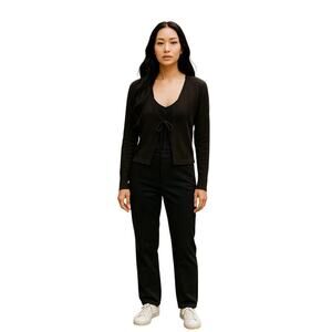 Vintage Y2K Axcess by Liz Claiborne Brown Tie Front Cardigan Sweater Size L